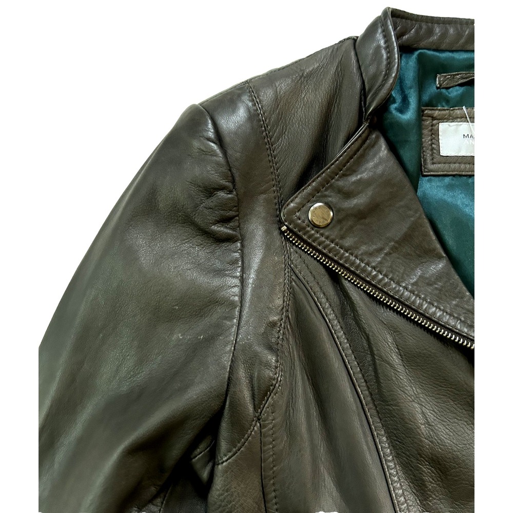 NWT Marc New York Andrew Marc Moto Mob Wife Grey Leather Jacket Size L - Picture 7 of 16